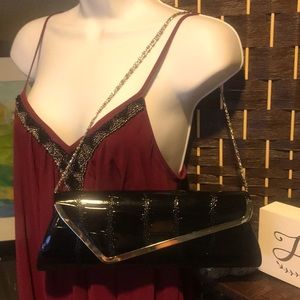 Women’s Black Purse Clutch Handbag Chain Strap